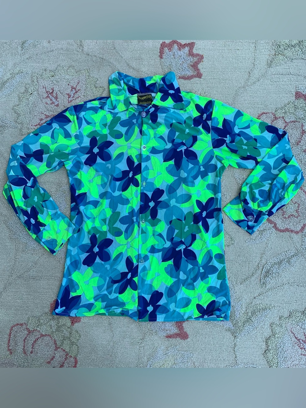 Vintage Underwraps 60s 70s Flower Power Costume Shirt